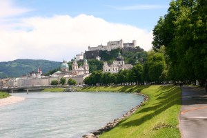 Another view from along the Salzach, this one of Hohensalzburg and Alt Stadt