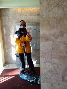 Two hours later, happy as a clam with my first snowshoeing experience